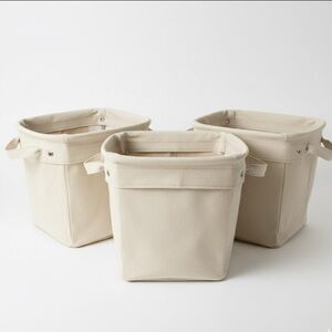 Set of 3 Pottery Barn Kids Canvas Storage Bins Cream
